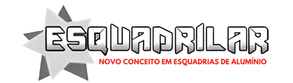 Logo da Esquadrilar: estrela cinza ao lado do nome ESQUADRILAR e do texto Novo conceito em esquadrias de alumínio